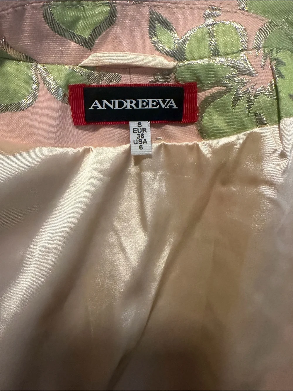 Andreeva Small/ 6 Floral Pink Belted Jacket with removable feather cuffs